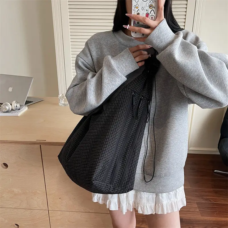 White Korean Style Canvas Shoulder Bag for Women - Image 8