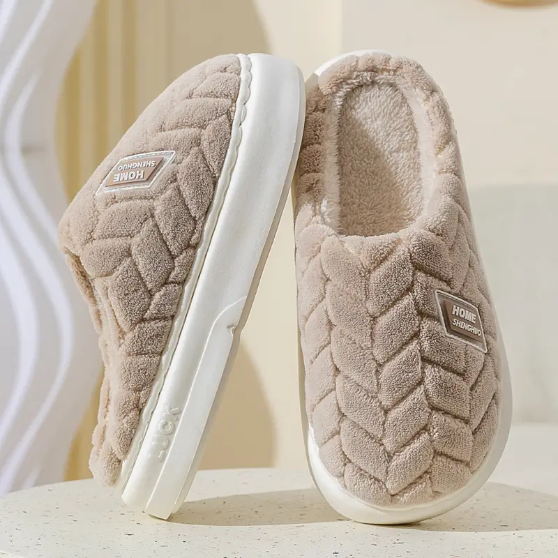 Bowknot Cotton Slippers for Women, Postpartum, Winter, Warm, Non-Slip, Indoor Home Use, 2026 New Model, Furry Slippers for Winter