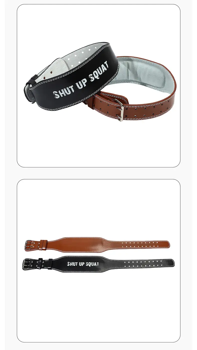 Women's Brown Waist Training Belt with "Shut Up Squat" Design — feature 12