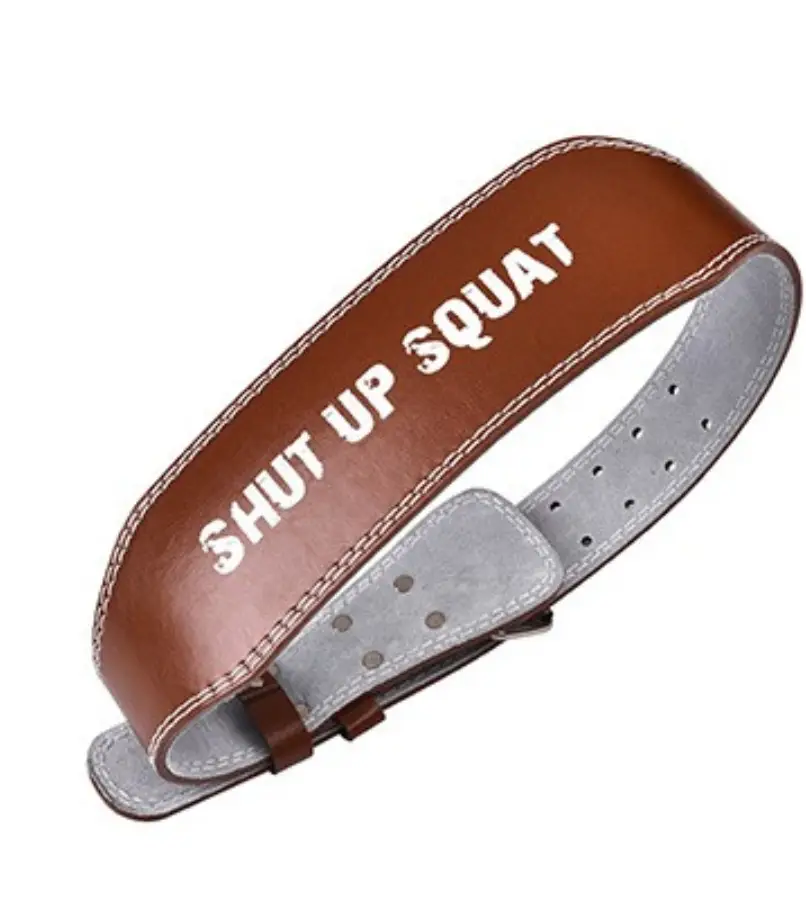Women's Brown Waist Training Belt with "Shut Up Squat" Design - Image 2