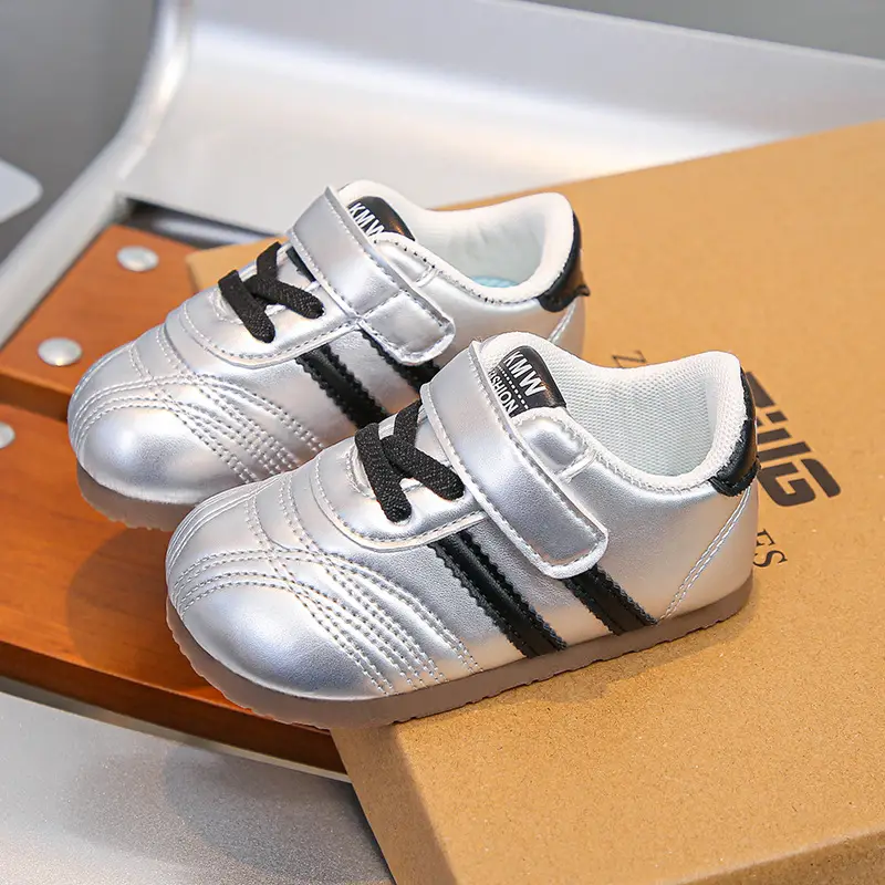 Baby Toddler Shoes Silver Velcro 1-3Yr