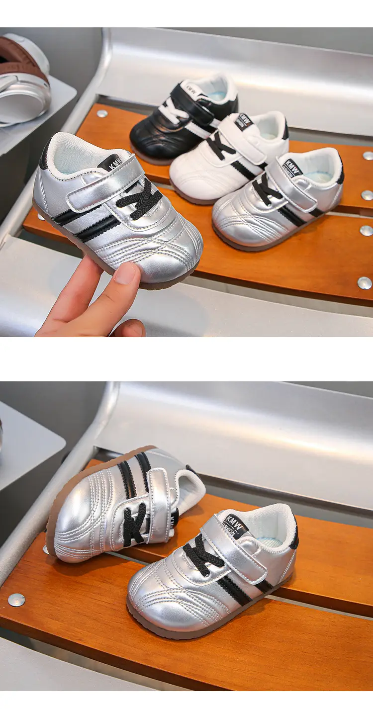 Baby Toddler Shoes Silver Velcro 1-3Yr — feature 10