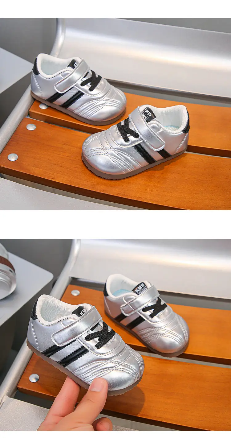 Baby Toddler Shoes Silver Velcro 1-3Yr — feature 11
