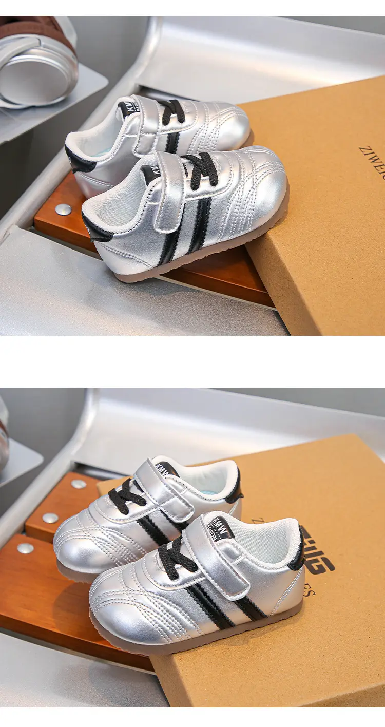 Baby Toddler Shoes Silver Velcro 1-3Yr — feature 12