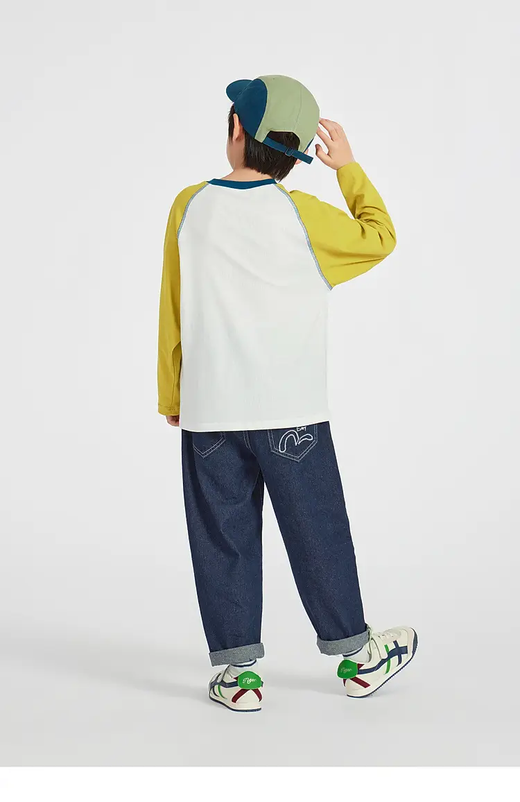 Duoduo Boys Long Sleeve Color Block T-Shirt Blue Grey — feature 21