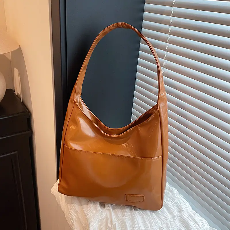 Women's Brown Leather Bucket Bag 2025 Spring Summer - Image 5