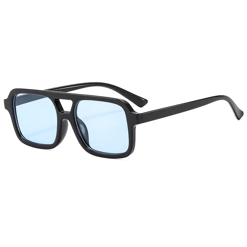 2025 Pilot Sunglasses for Men Black Yellow Square Frame - Image 12