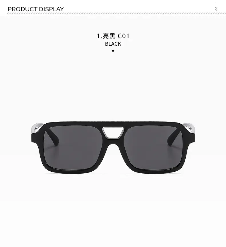 2025 Pilot Sunglasses for Men Black Yellow Square Frame — feature 11