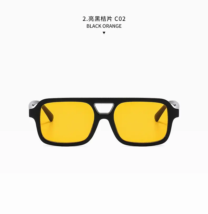 2025 Pilot Sunglasses for Men Black Yellow Square Frame — feature 13