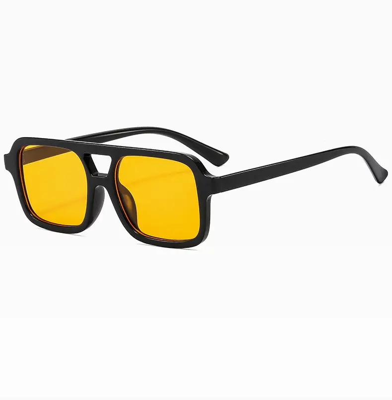 2025 Pilot Sunglasses for Men Black Yellow Square Frame — feature 14