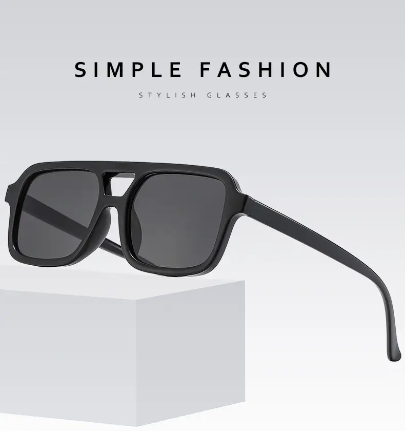 2025 Pilot Sunglasses for Men Black Yellow Square Frame — feature 2