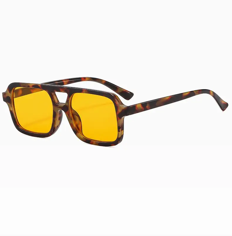 2025 Pilot Sunglasses for Men Black Yellow Square Frame — feature 24