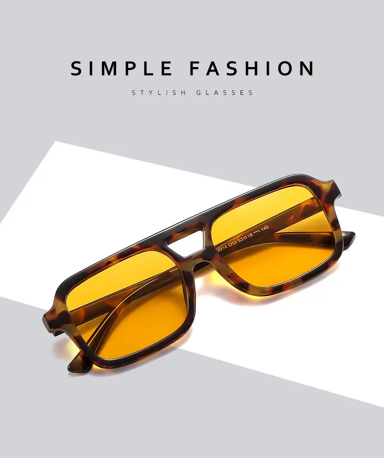 2025 Pilot Sunglasses for Men Black Yellow Square Frame — feature 3