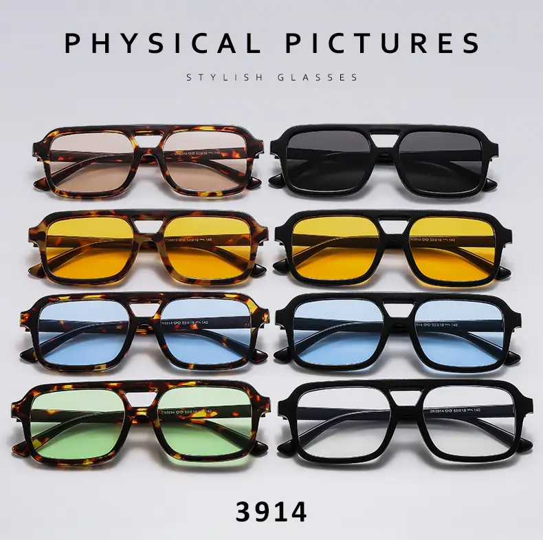 2025 Pilot Sunglasses for Men Black Yellow Square Frame — feature 5