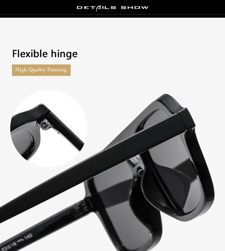 2025 Pilot Sunglasses for Men Black Yellow Square Frame — feature 6