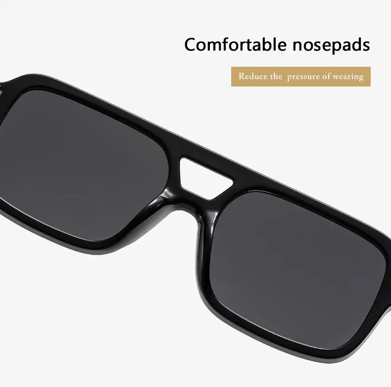 2025 Pilot Sunglasses for Men Black Yellow Square Frame — feature 7