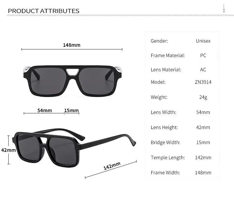 2025 Pilot Sunglasses for Men Black Yellow Square Frame — feature 9