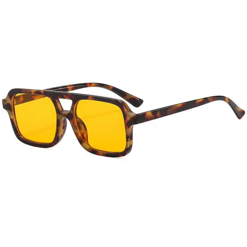 2025 Pilot Sunglasses for Men Black Yellow Square Frame - Image 4