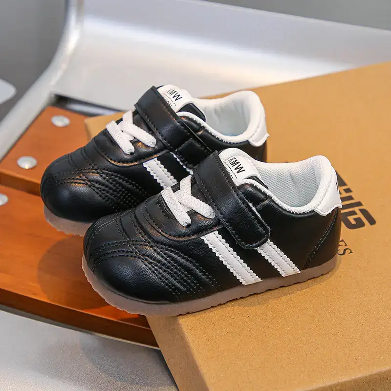 Baby Toddler Shoes Black White Velcro 1-3Yr