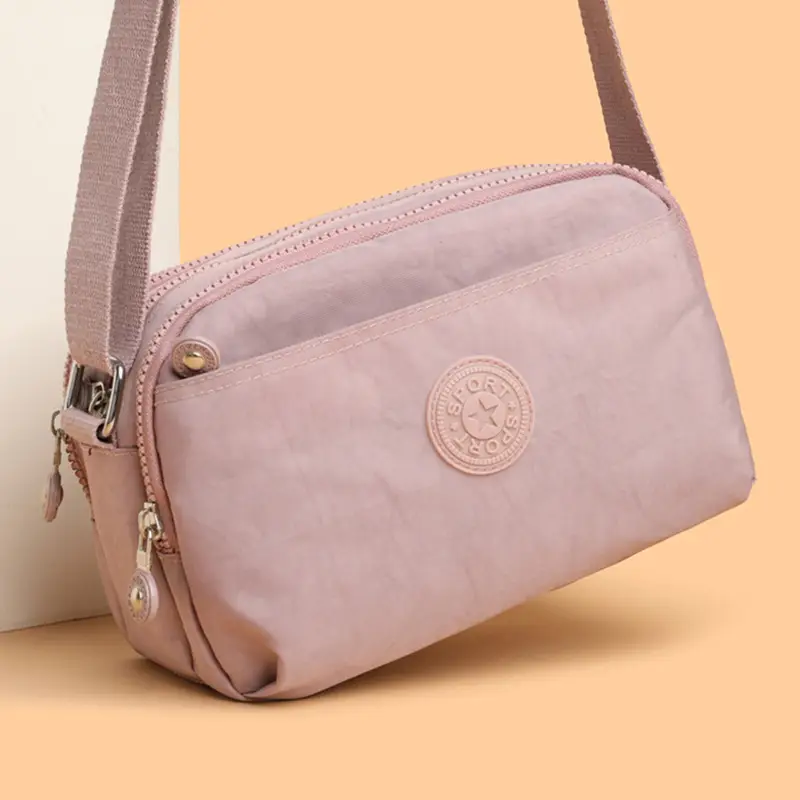 Maroon Waterproof Women's Crossbody Bag Nylon Luggage - Image 9