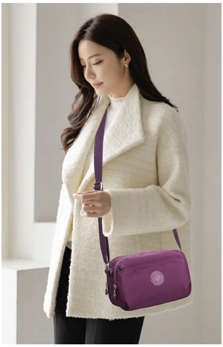 Maroon Waterproof Women's Crossbody Bag Nylon Luggage — feature 13