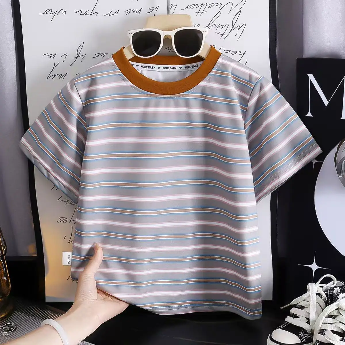 Children Striped T-Shirt Summer Retro Color — feature 7