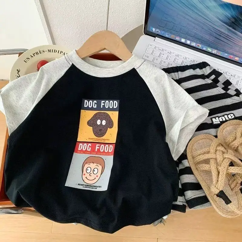 Boys Dog Food Striped T-Shirt Shorts Set - Image 3