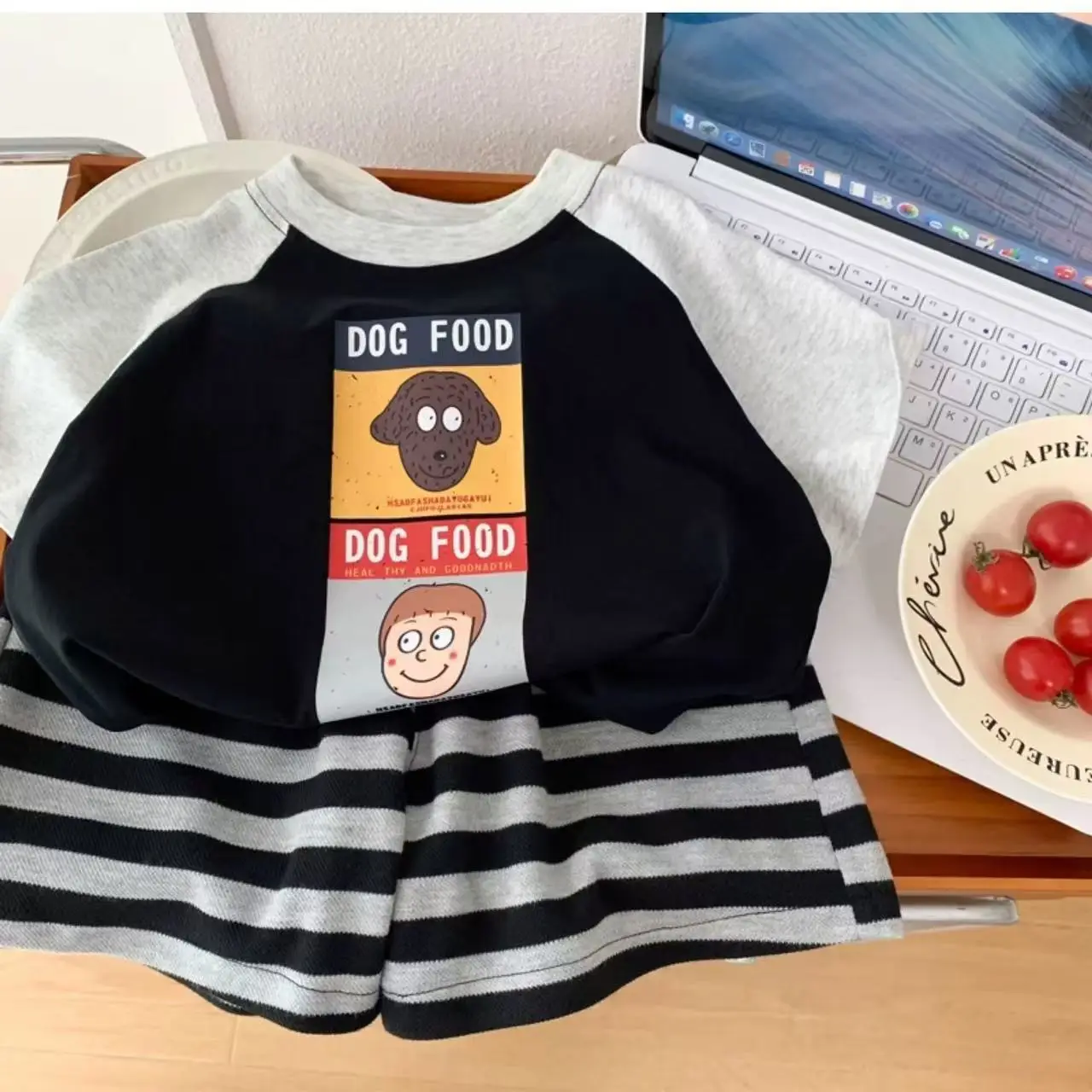Boys Dog Food Striped T-Shirt Shorts Set - Image 4