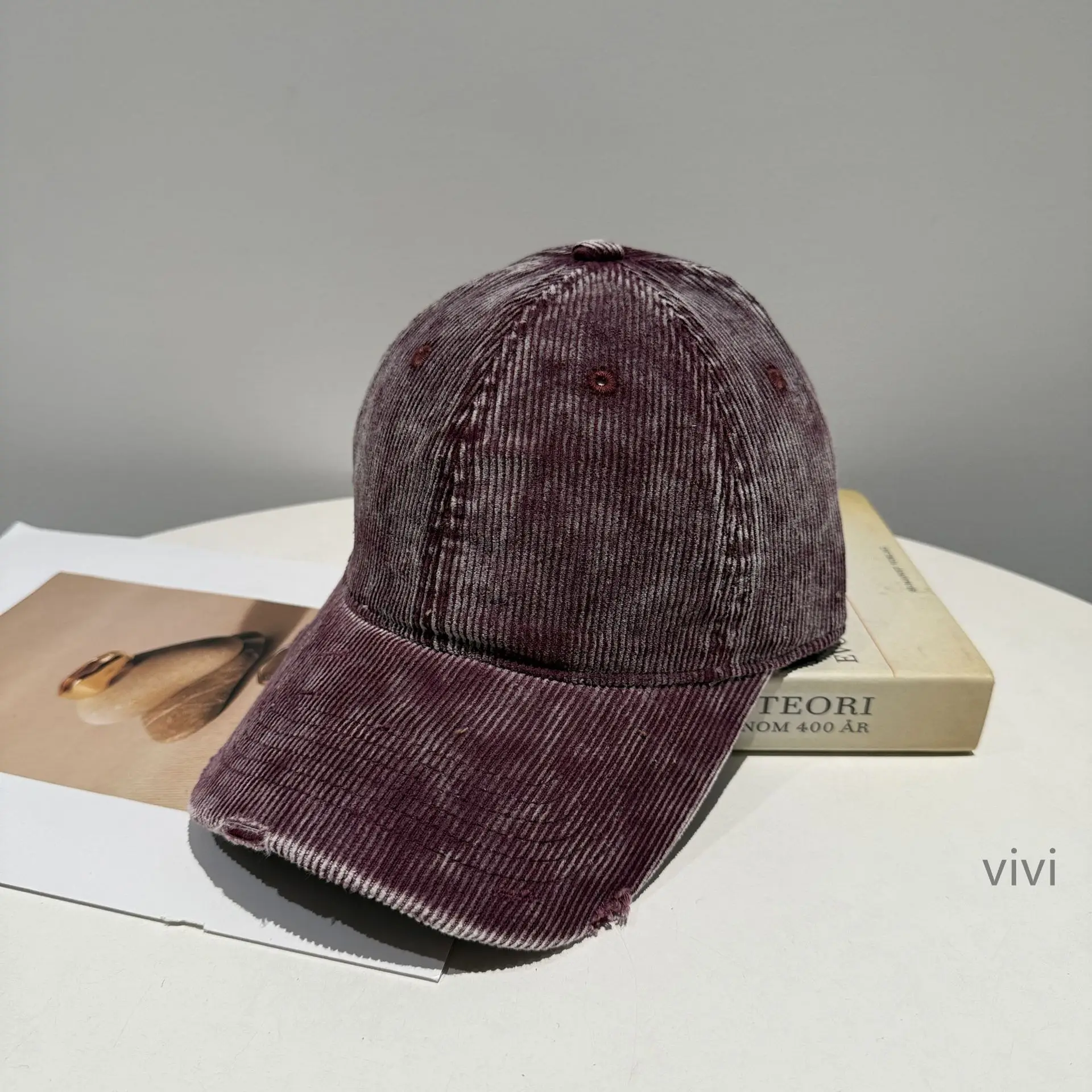 Vintage Washed Duckbill Cap Pink Unisex Winter - Image 3