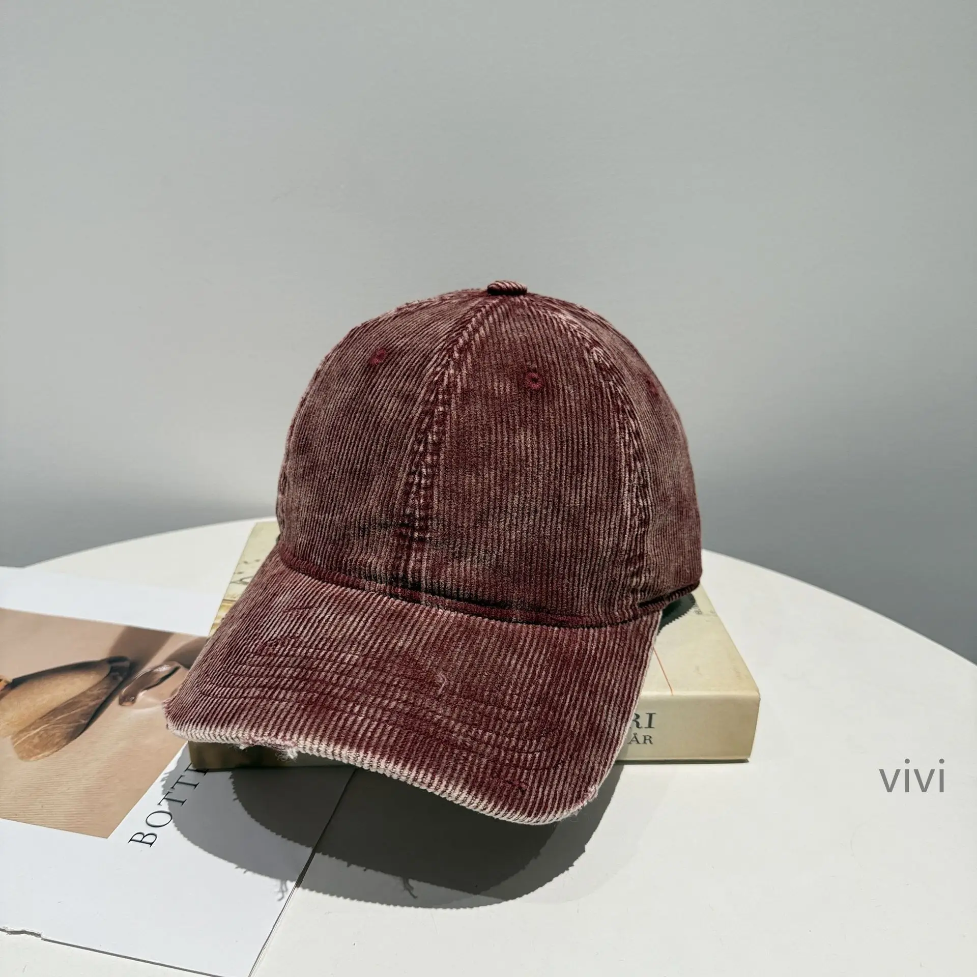 Vintage Washed Duckbill Cap Pink Unisex Winter - Image 4