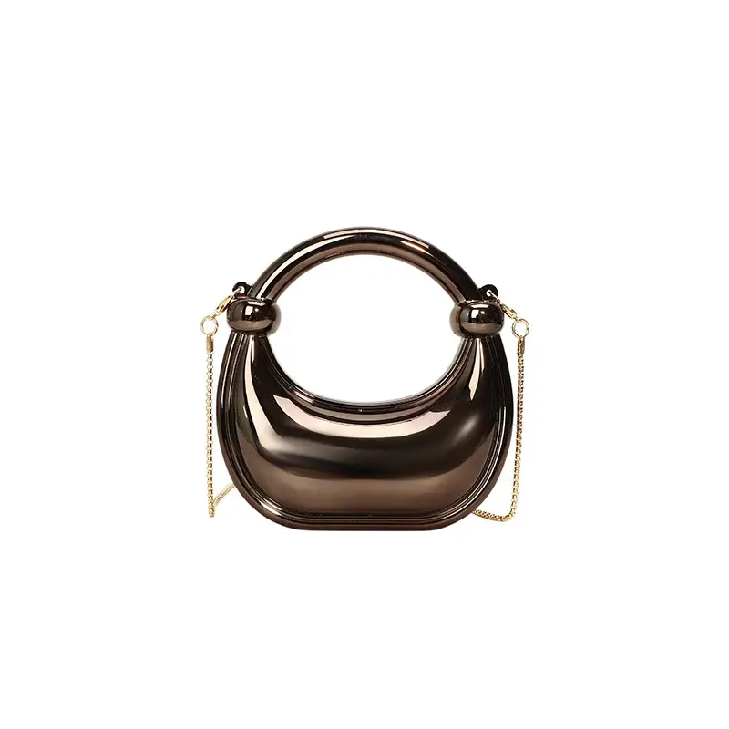Pink Metallic Crescent Shoulder Bag for Women