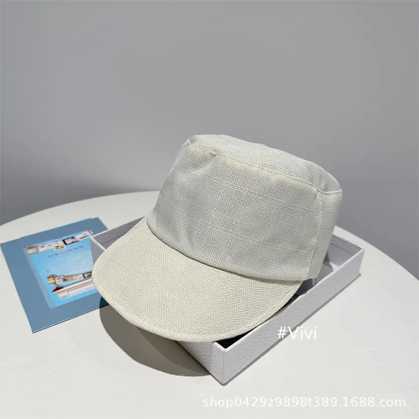 Japanese Faux Linen Bucket Hat White Black Duckbill Cap