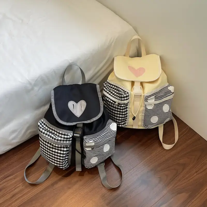 Japanese-Style Backpack for Girls Niche Color Blocking Tote