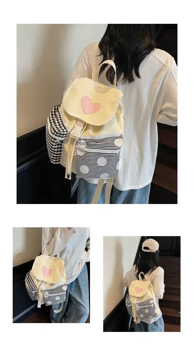 Japanese-Style Backpack for Girls Niche Color Blocking Tote — feature 16