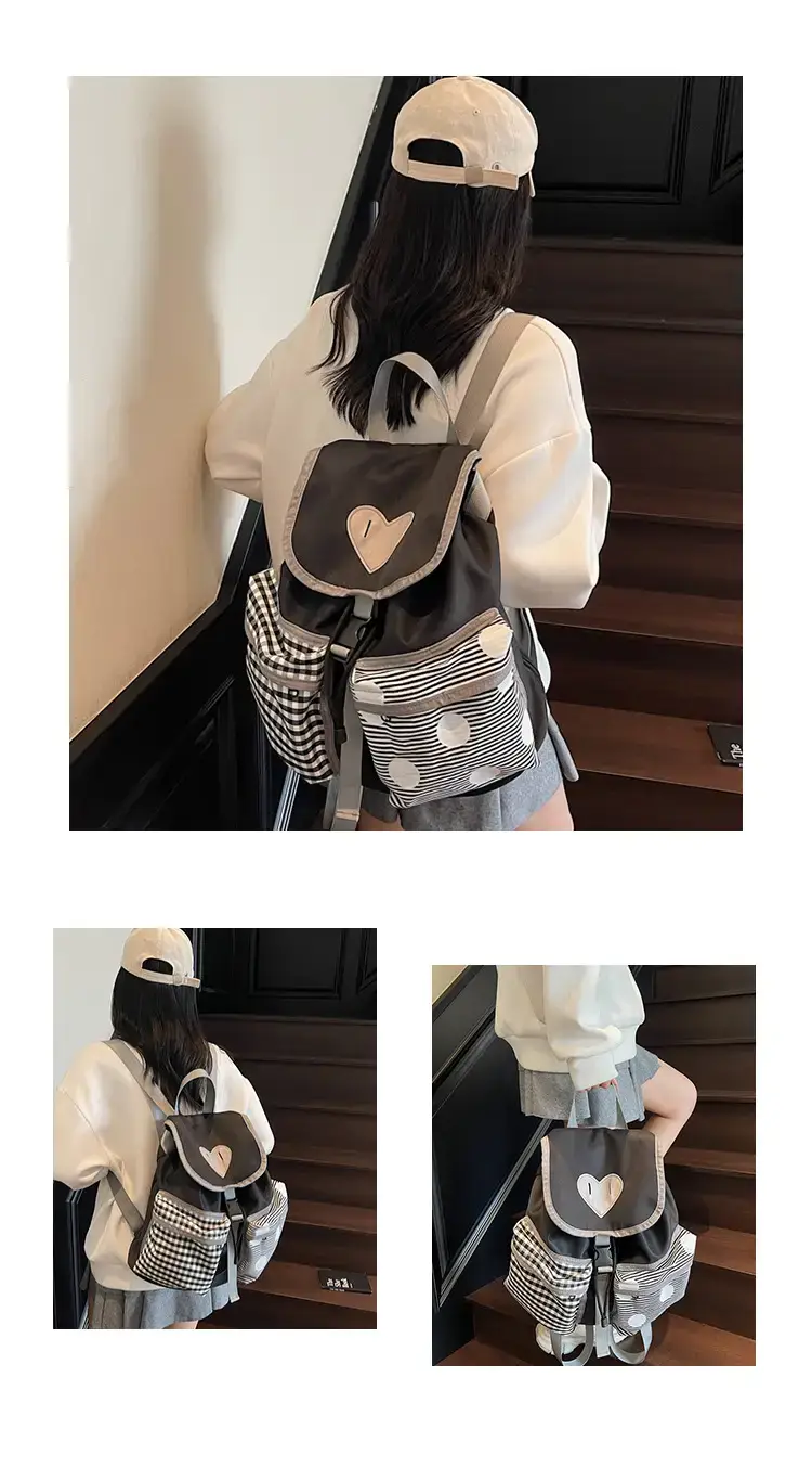 Japanese-Style Backpack for Girls Niche Color Blocking Tote — feature 17