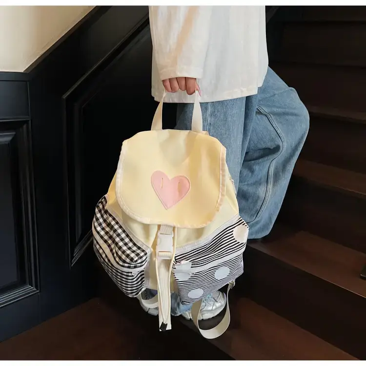 Japanese-Style Backpack for Girls Niche Color Blocking Tote — feature 19