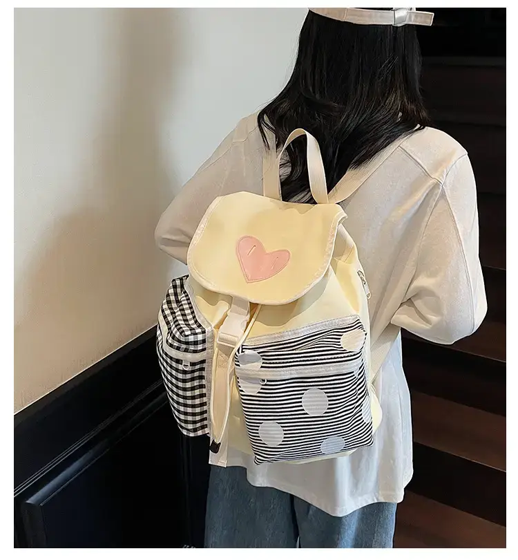 Japanese-Style Backpack for Girls Niche Color Blocking Tote — feature 2
