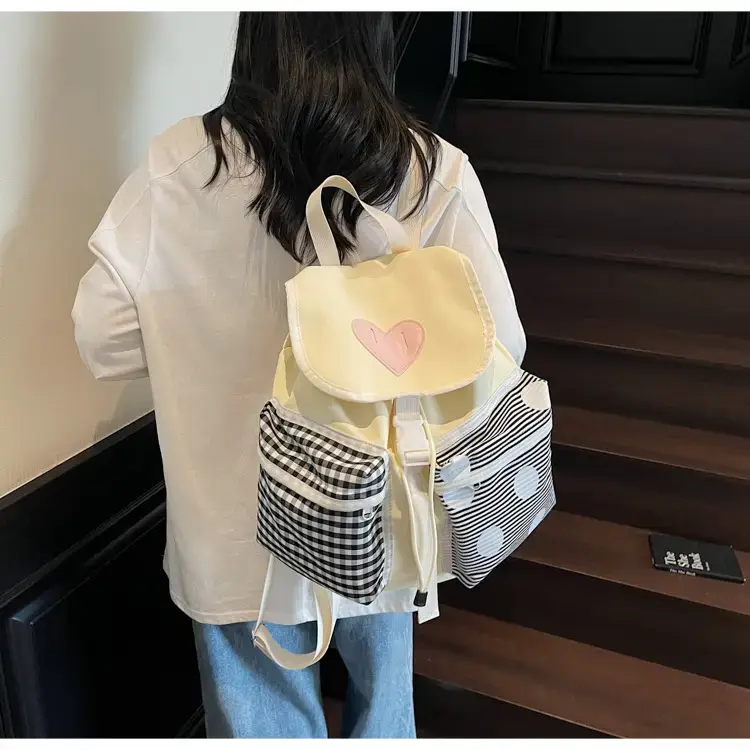 Japanese-Style Backpack for Girls Niche Color Blocking Tote — feature 20