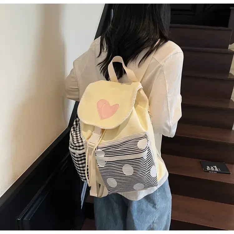 Japanese-Style Backpack for Girls Niche Color Blocking Tote — feature 21