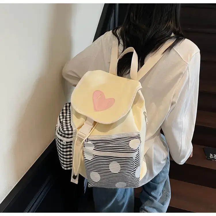 Japanese-Style Backpack for Girls Niche Color Blocking Tote — feature 23