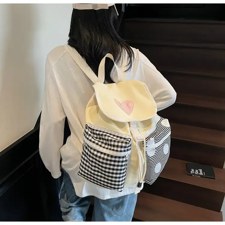 Japanese-Style Backpack for Girls Niche Color Blocking Tote — feature 24
