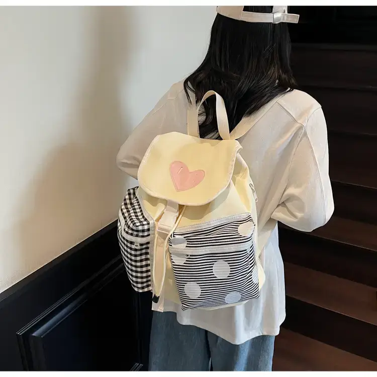 Japanese-Style Backpack for Girls Niche Color Blocking Tote — feature 26