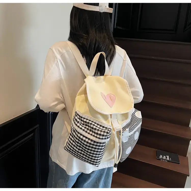Japanese-Style Backpack for Girls Niche Color Blocking Tote — feature 27