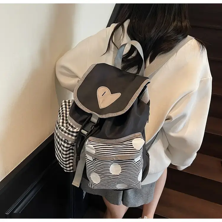 Japanese-Style Backpack for Girls Niche Color Blocking Tote — feature 30