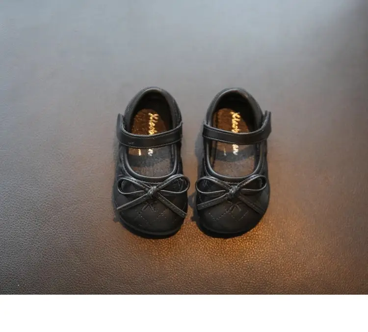 Baby Girl Bow Flat Shoes Black White Soft Sole — feature 11
