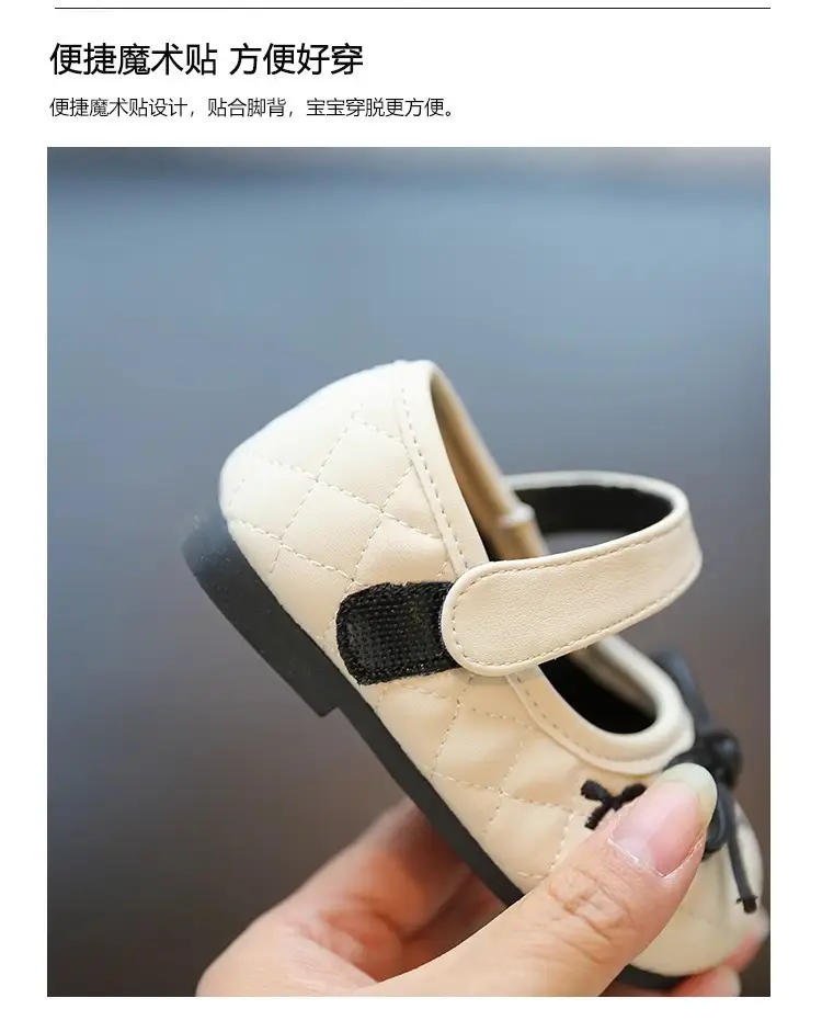 Baby Girl Bow Flat Shoes Black White Soft Sole — feature 5