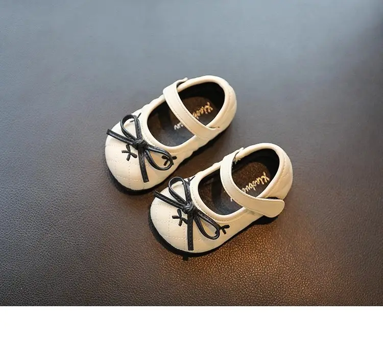 Baby Girl Bow Flat Shoes Black White Soft Sole — feature 8