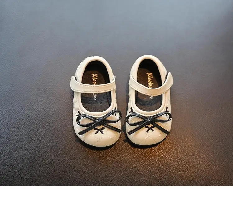 Baby Girl Bow Flat Shoes Black White Soft Sole — feature 9