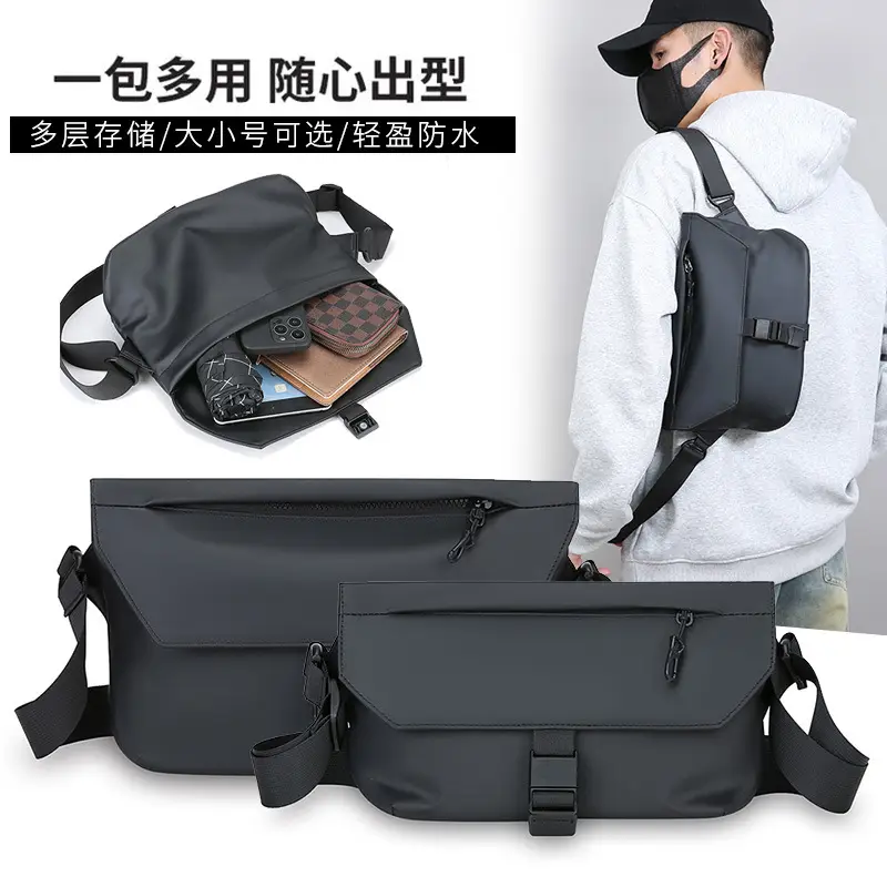 Black Crossbody Messenger Bag for Men - Image 4