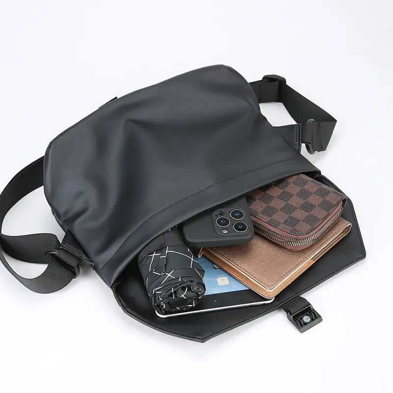 Black Crossbody Messenger Bag for Men - Image 6
